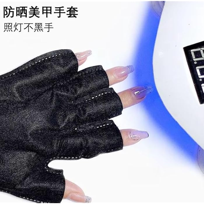 1 Pairs Shield Glove Gel Manicures Glove Anti UV Fingerless - Protect Hands from UV Light Lamp Manicure Dryer - Image 4